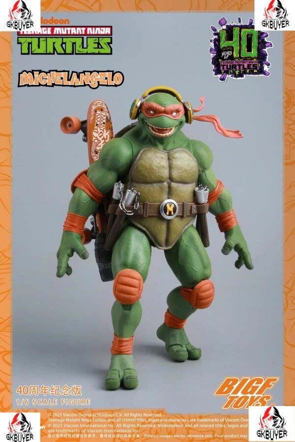 BIGFTOYS - TNMT Michelangelo 40th Anniversary Edition 1/6 Action Figure BIGF-004 (Licensed)